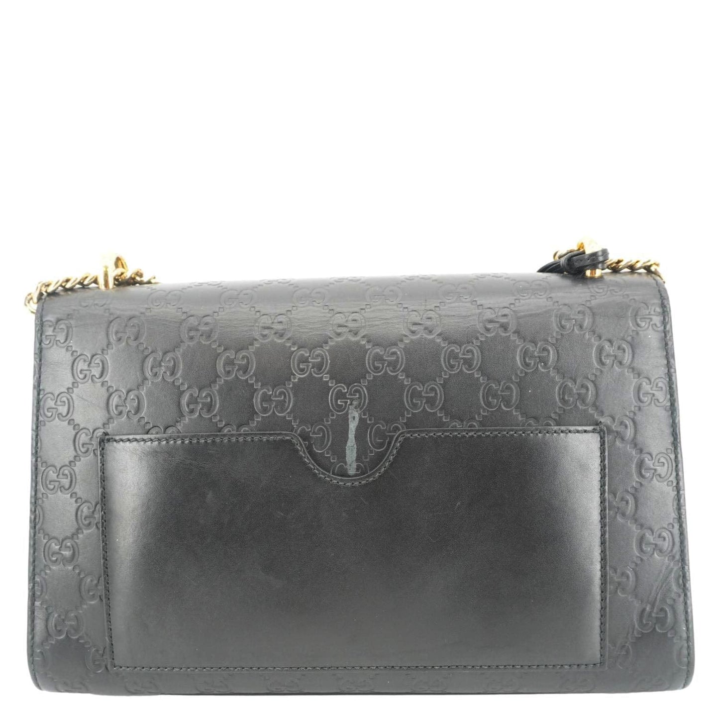 Gucci Padlock Chain Shoulder Bag Leather Black
