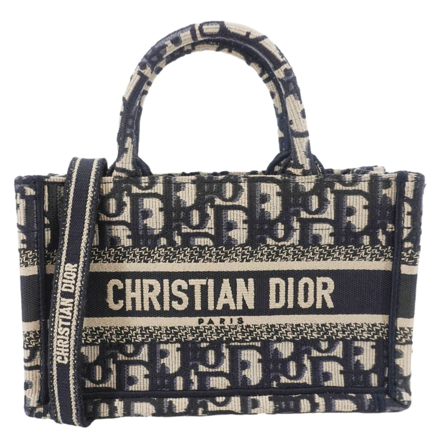 Dior Book Oblique Embroidery Shoulder Bag Canvas Blue
