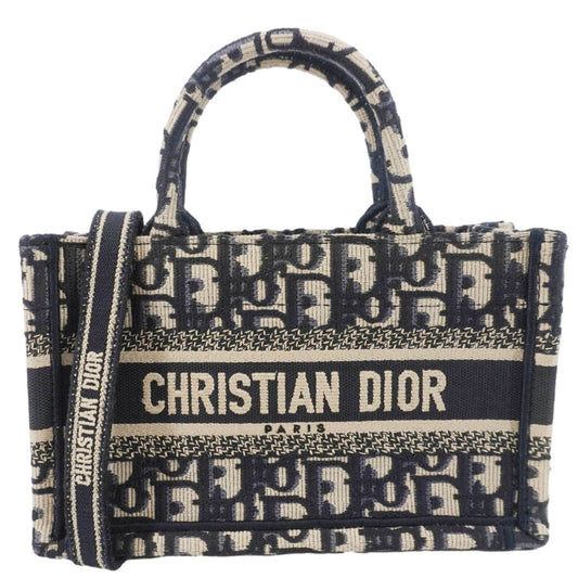 Dior Book Oblique Embroidery Shoulder Bag Canvas Blue