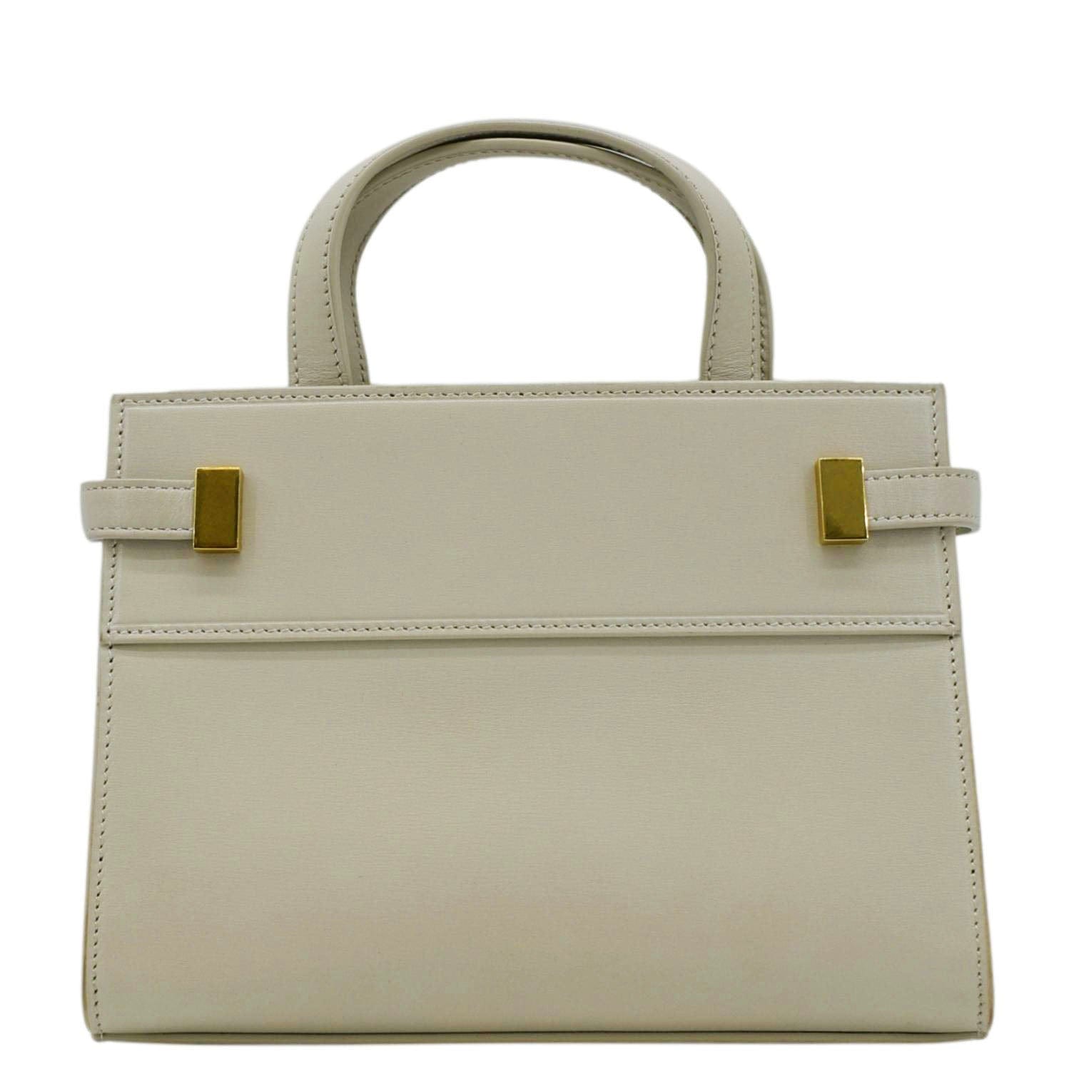YSL Saint Laurent Yves Manhattan Shopper Tote Bag Leather Beige