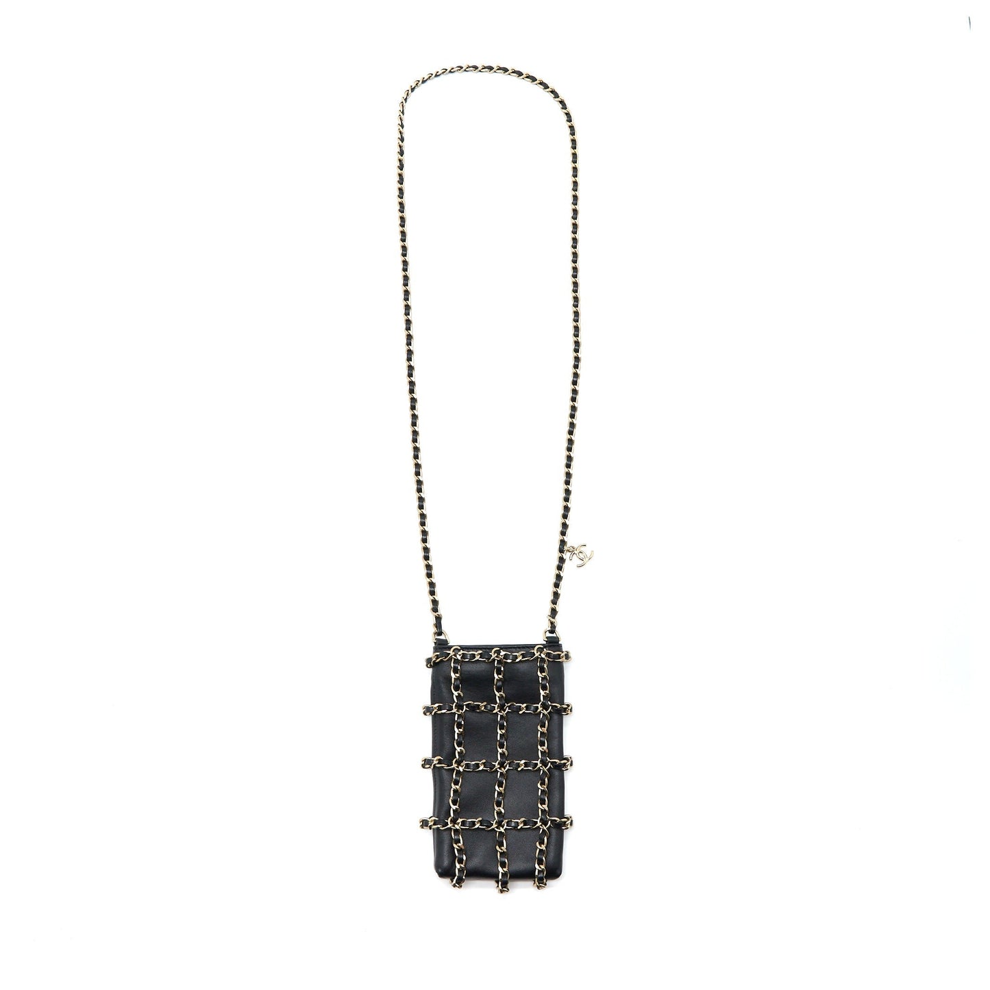 Chanel Phone Lambskin LGHW Black Handbag