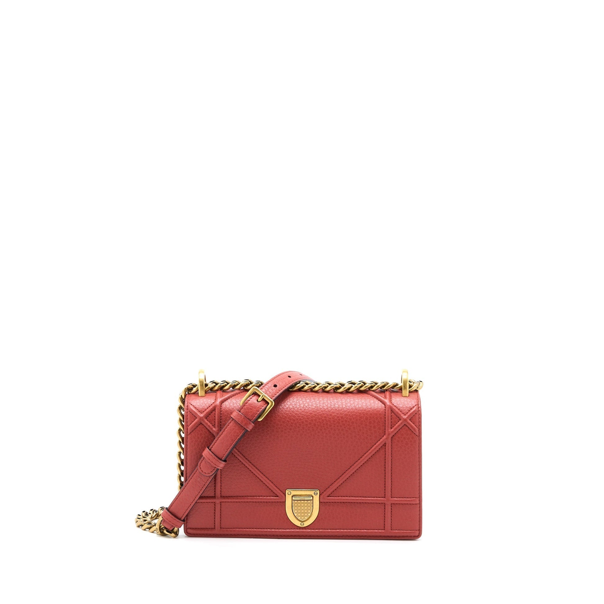 Dior ama Calfskin Brushed Handbag Red Small Travel Bag