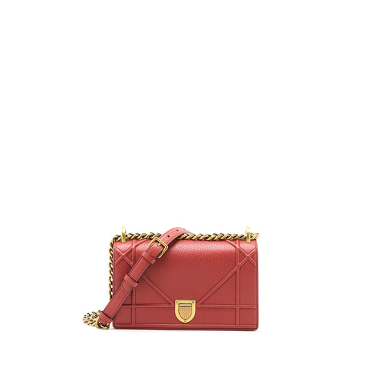 Dior ama Calfskin Brushed Handbag Red Small Travel Bag
