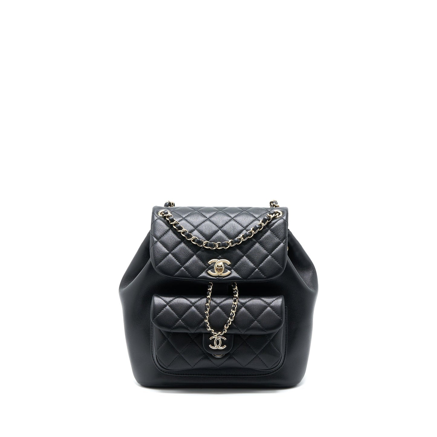 Chanel 23C Duma Backpack Calfskin LGHW Microchip Black Lghw Microchip
