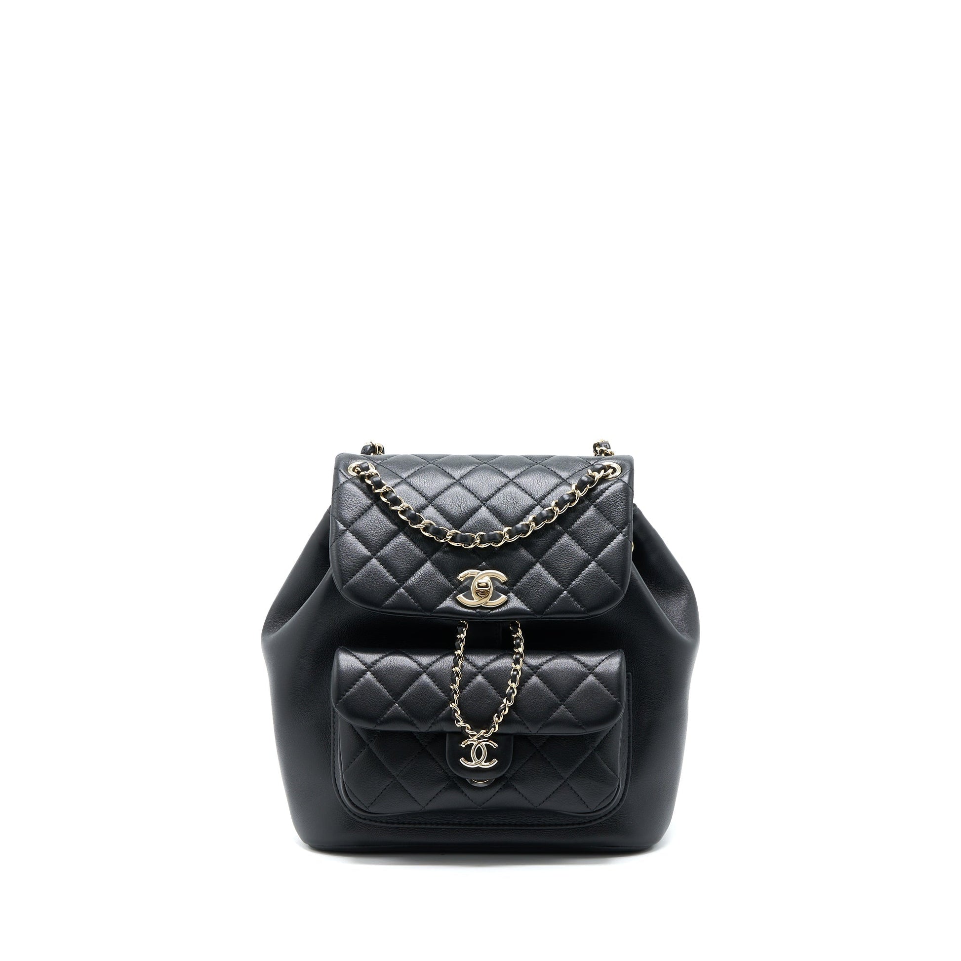 Chanel 23C Duma Backpack Calfskin LGHW Microchip Black Lghw Microchip