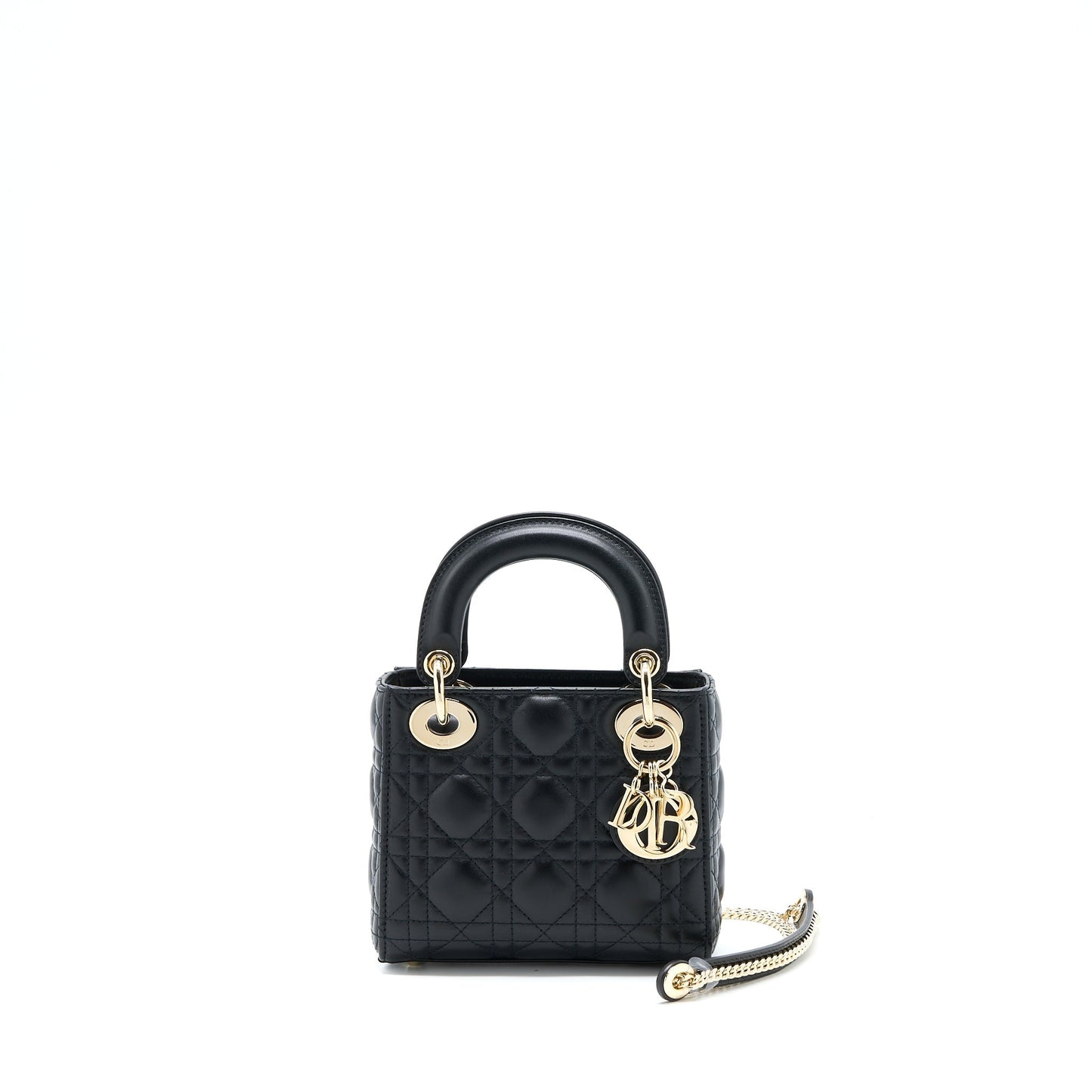 Dior Lady Lambskin Handbag Black Mini Travel Bag