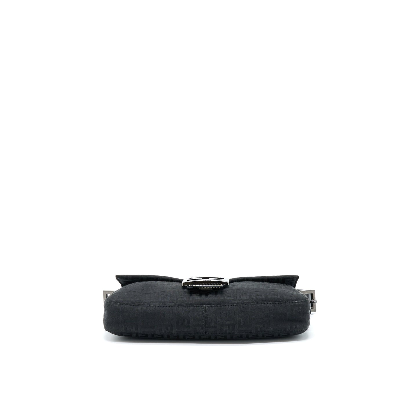 Fendi Zucca Baguette With Hardware Handbag Canvas Black Silver Shoulder Bag