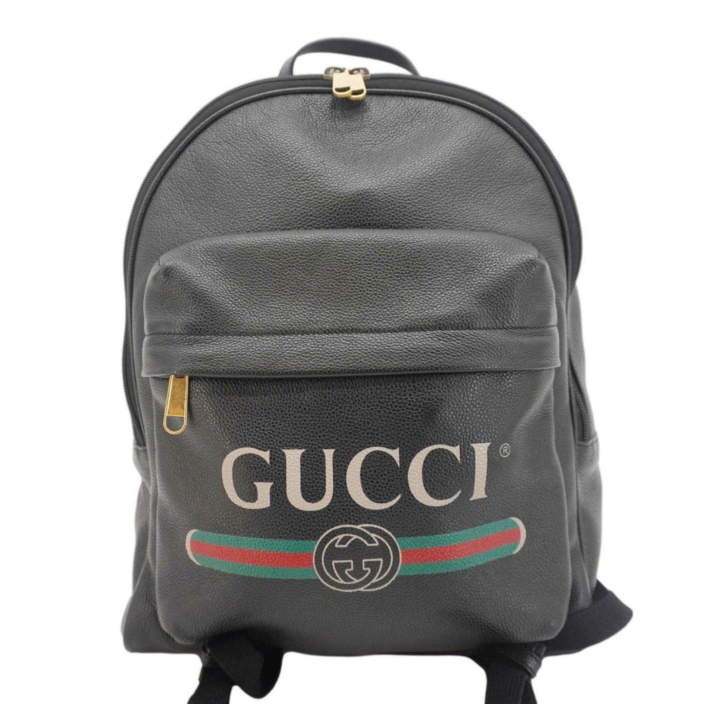 Gucci Web Print Backpack Leather Black