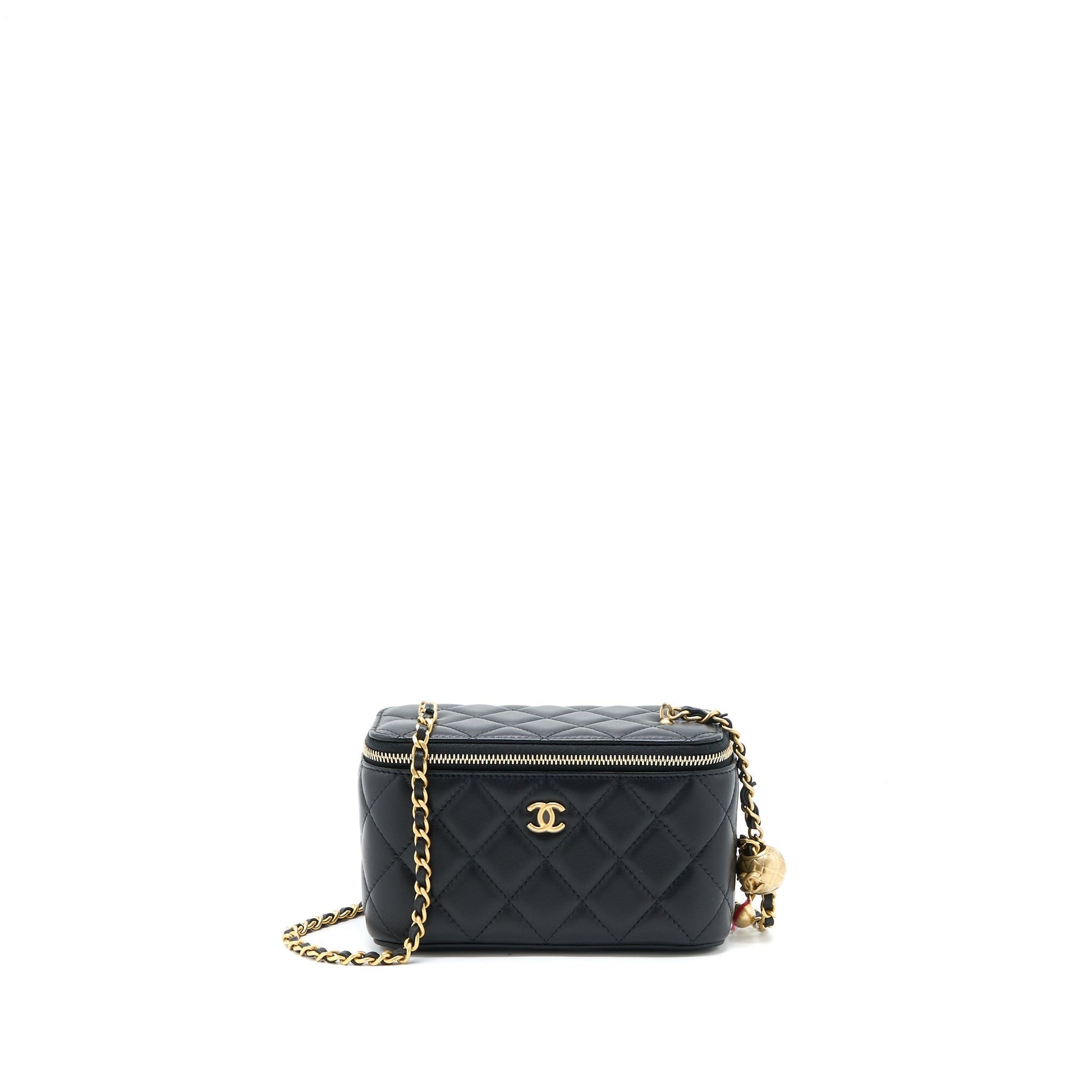 Chanel 22B Pearl Crush Long Vanity Lambskin Black Handbag Ghw 1