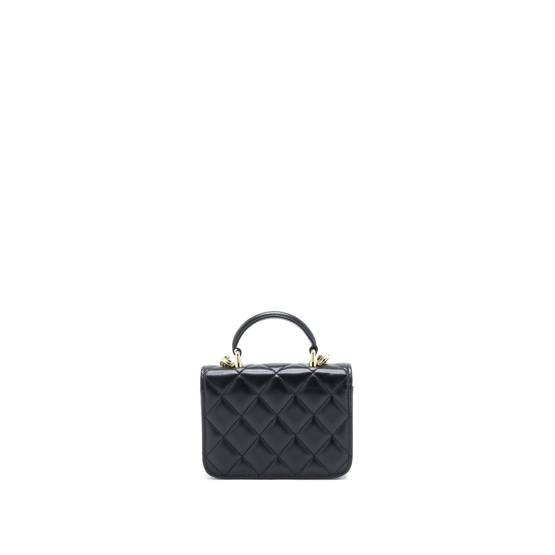 Chanel Top Handle Flap Lambskin LGHW Black Shoulder Bag Lghw 1