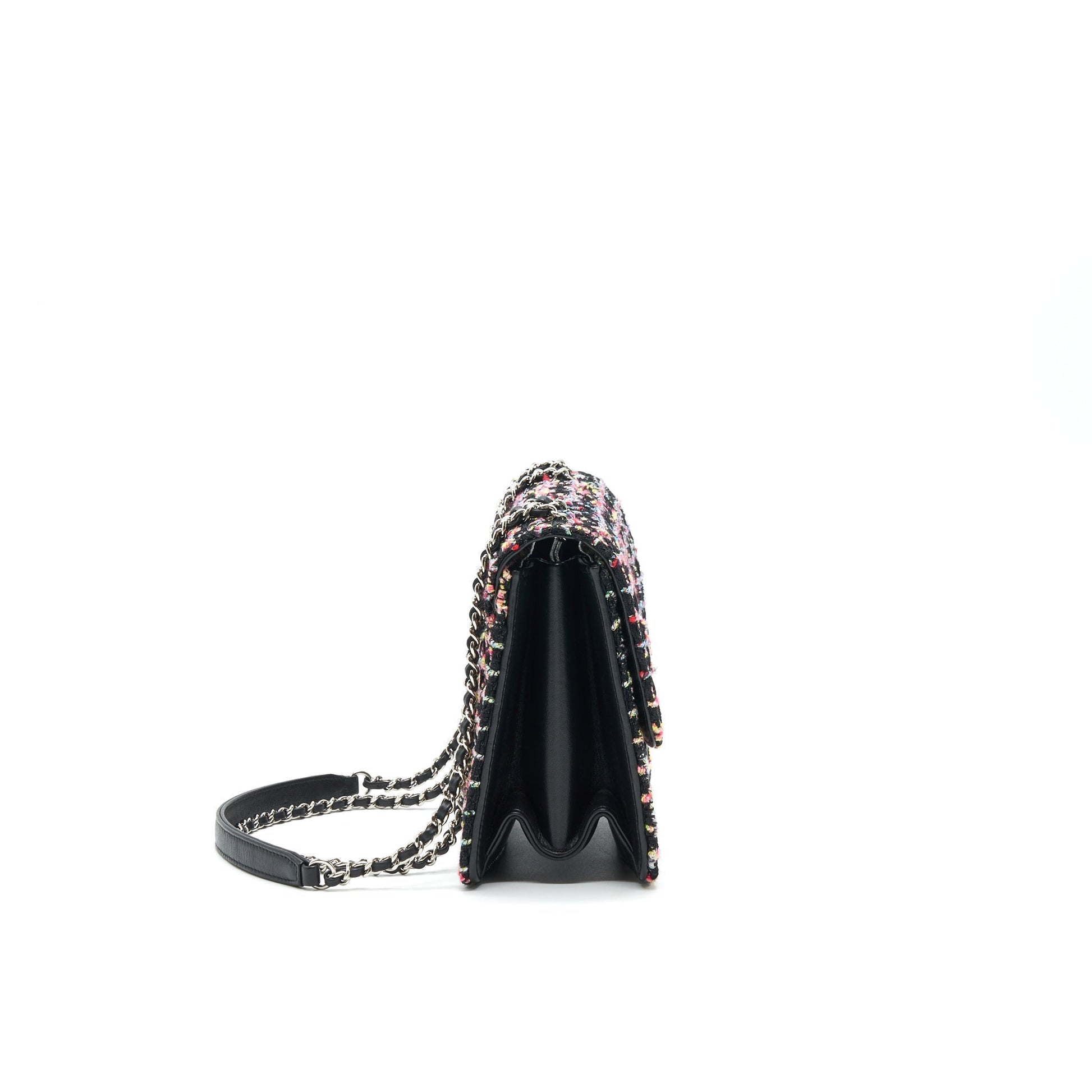 Chanel Tweed Quilted Beauty Flap Multicolor Black Lock Shoulder Bag