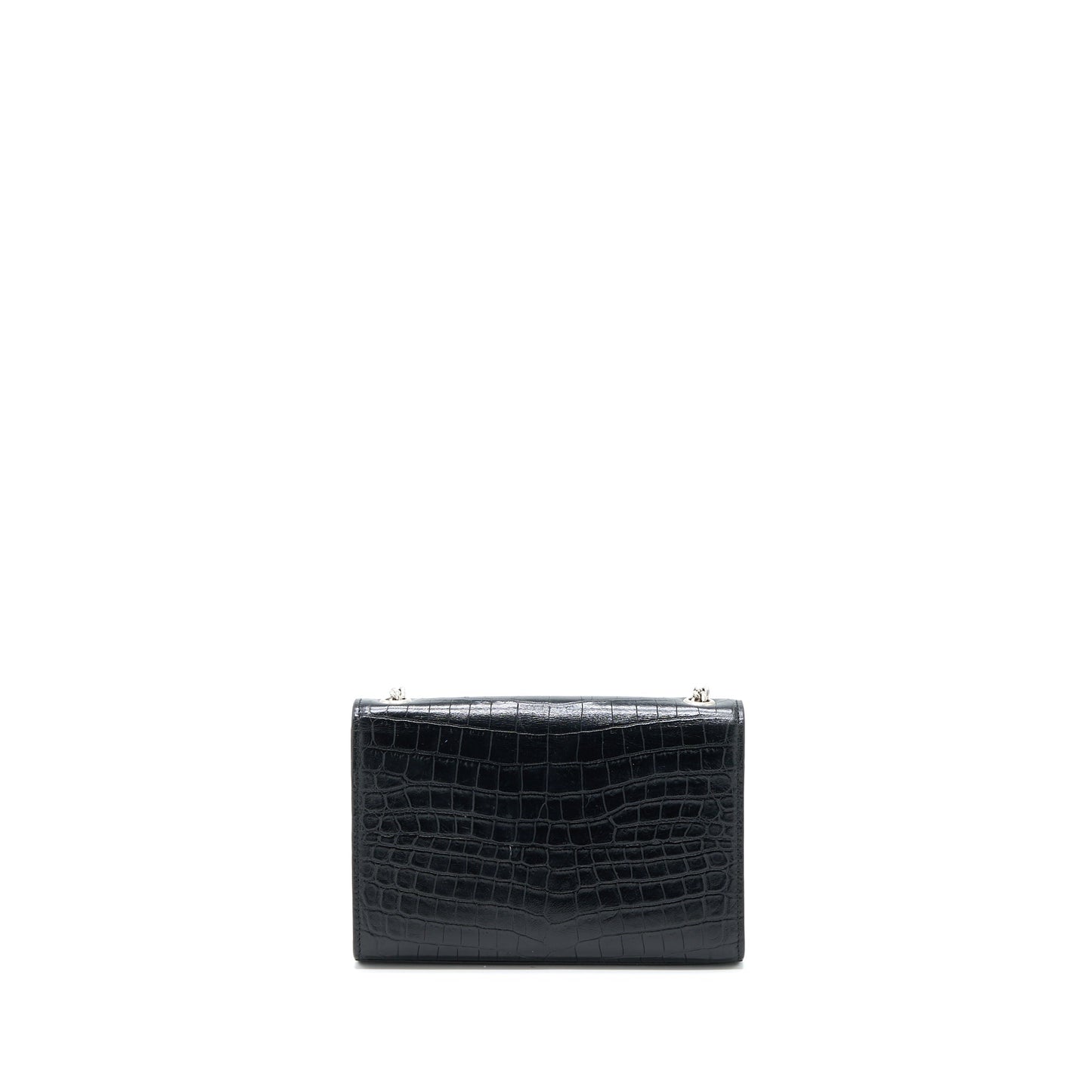 YSL Saint Laurent Saint Laurent Kate Tassel Crocodile Embossed Calfskin Black Travel Bag