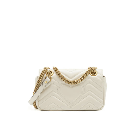 Gucci Marmont Handbag White Cream Travel Bag Cream White
