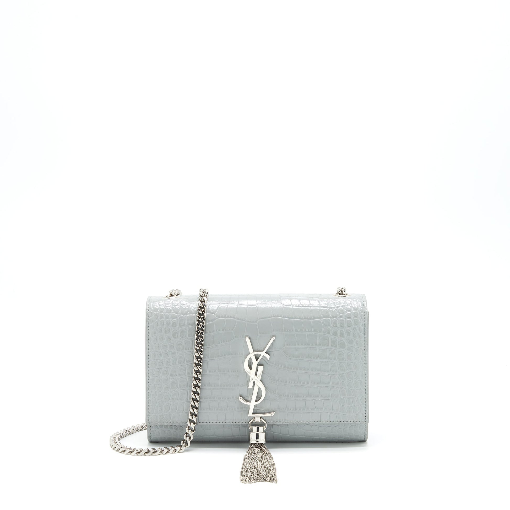 YSL Saint Laurent Kate Purse Crocodile Embossed With Tassel Travel Small Travel Bag