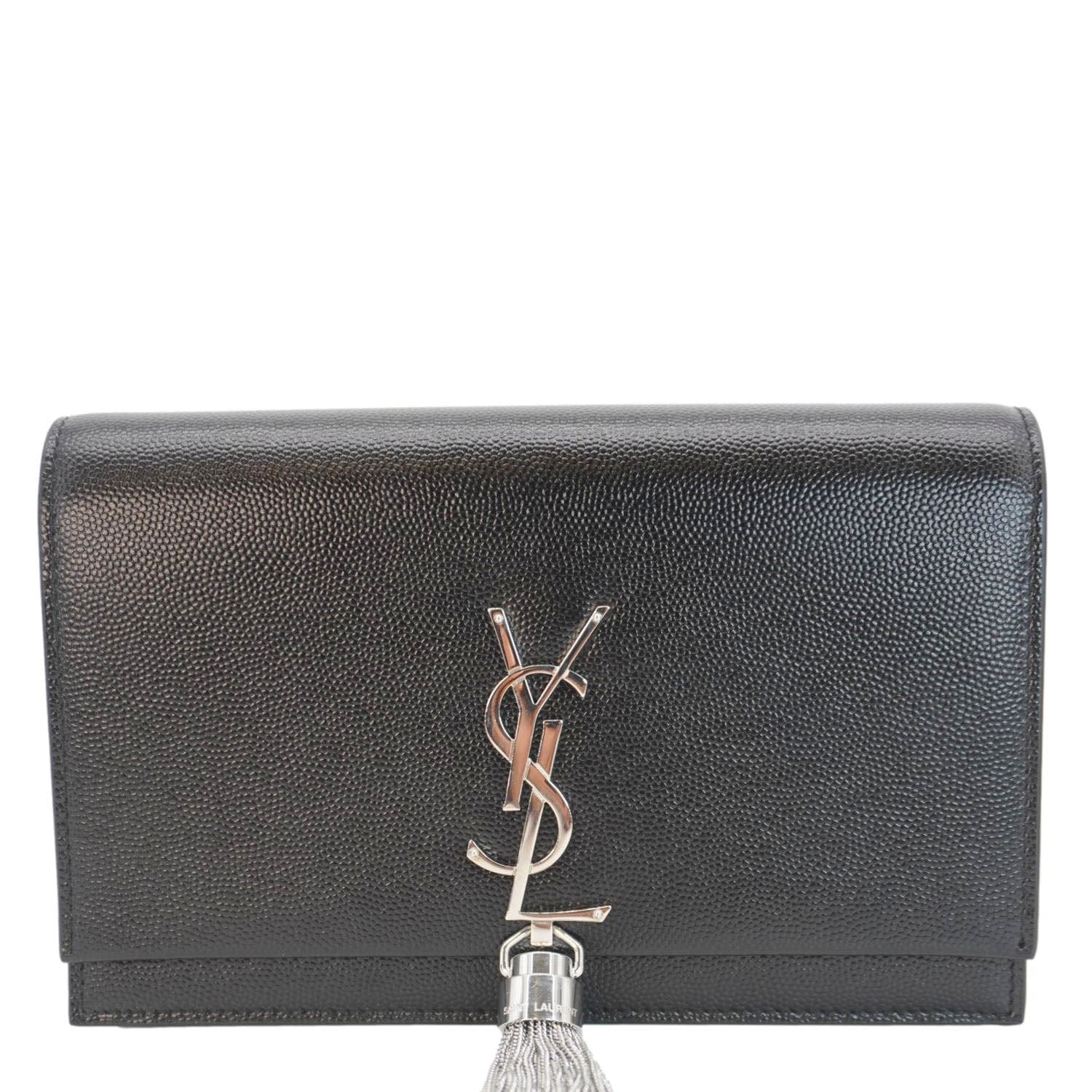 YSL Saint Laurent Yves Kate Tassel Crossbody Bag Leather Black
