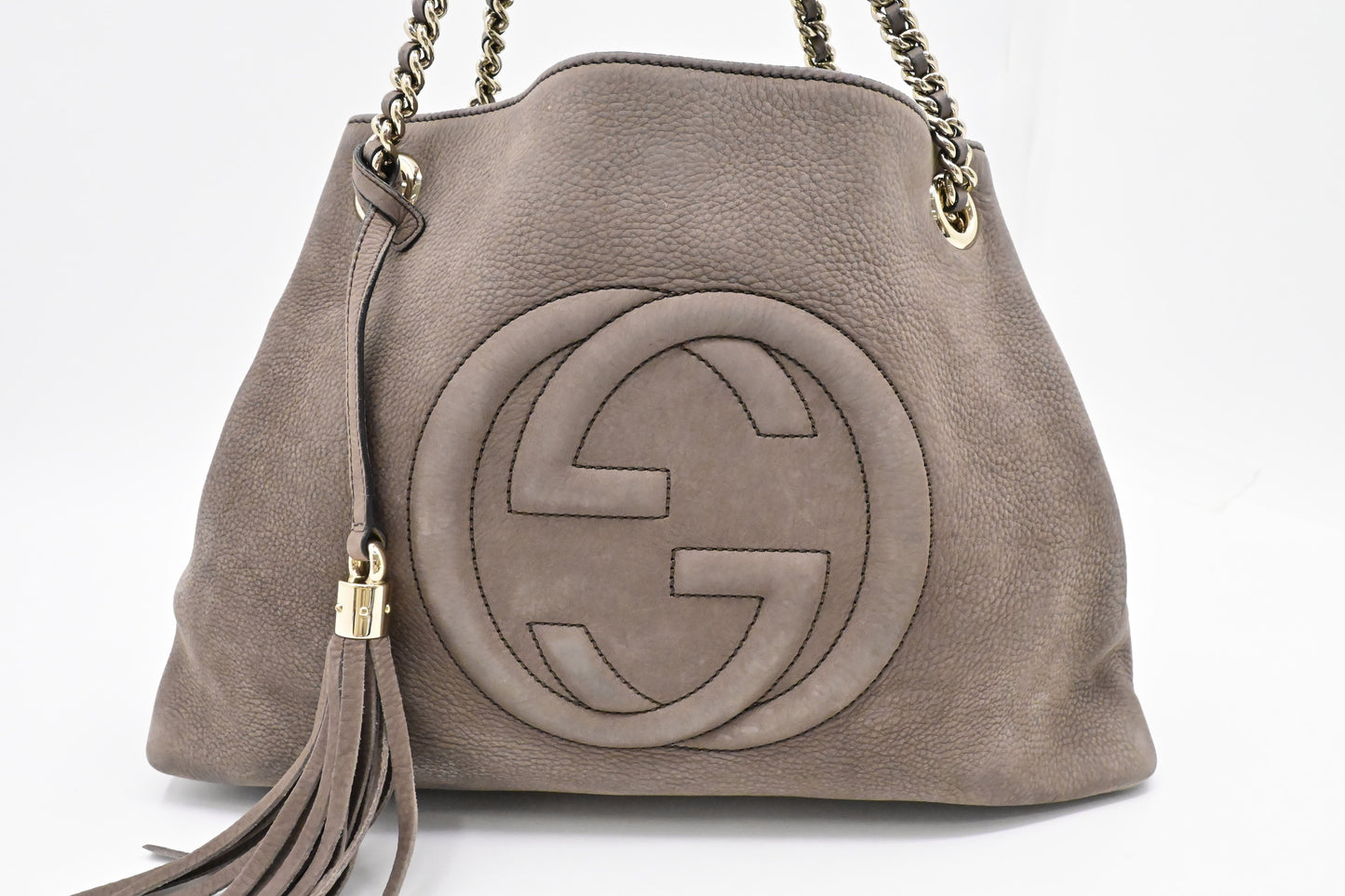 Gucci Soho Leather Gray Chain Shoulder Bag