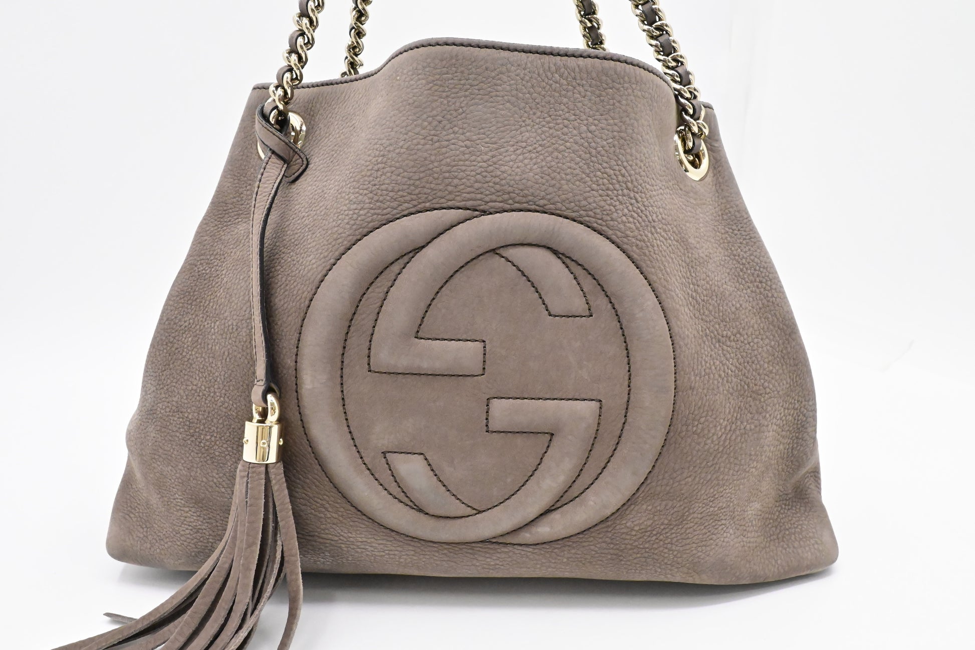 Gucci Soho Leather Gray Chain Shoulder Bag