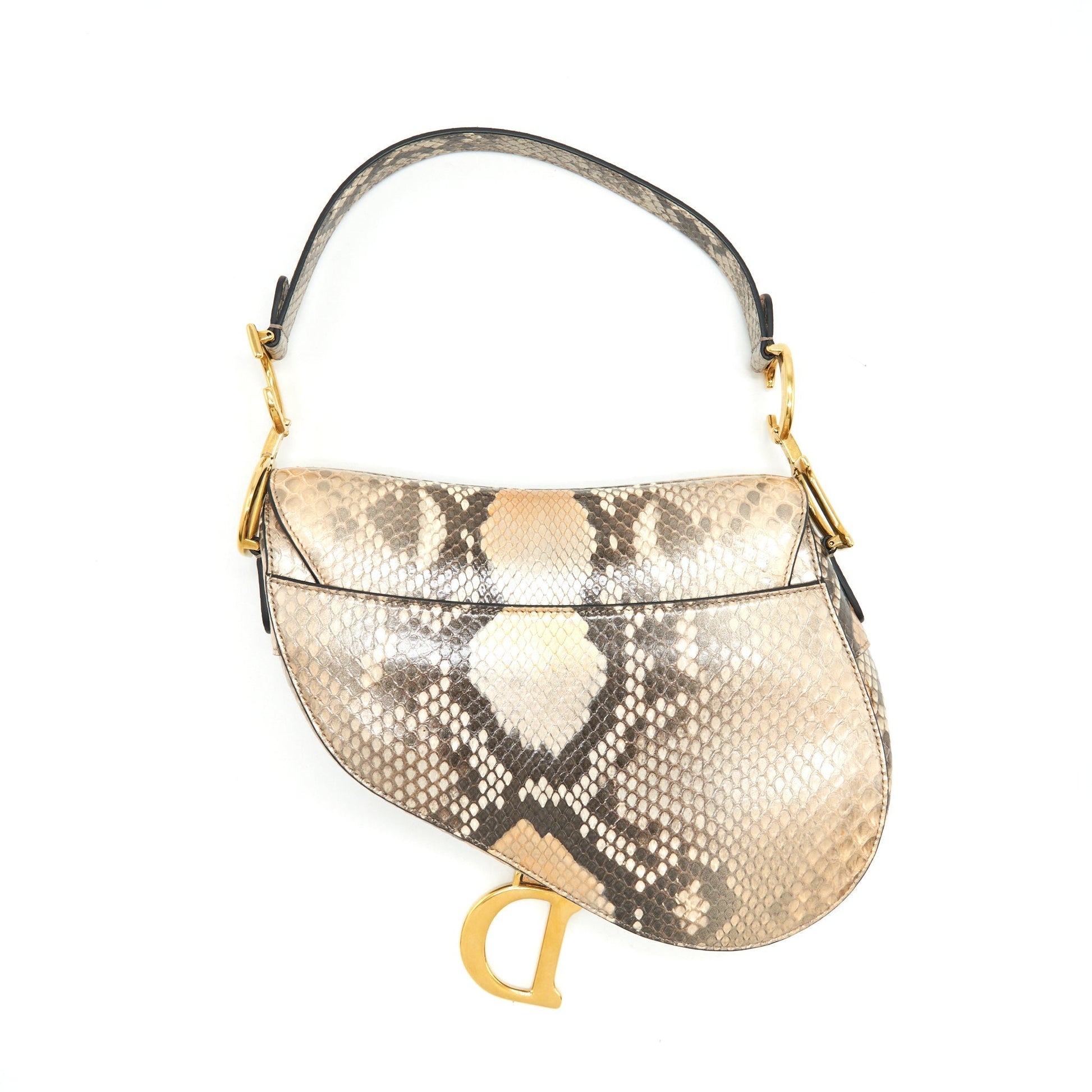 Dior Python Saddle Purse Handbag Medium Travel Bag