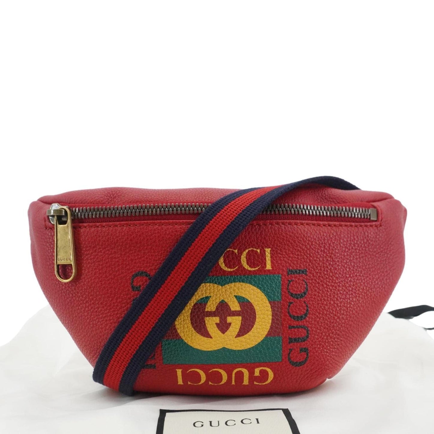 Gucci Print Belt Waist Bum Bag Leather Red Accessory Bag 527792