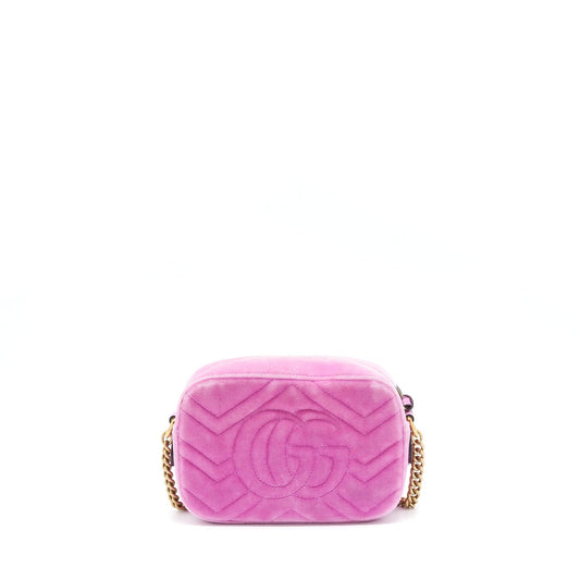 Gucci Marmont Camera Bag Velvet With Crystal Pink Travel Bag