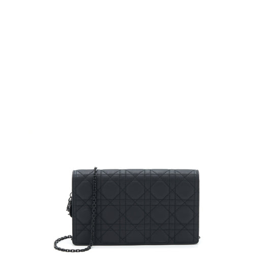 Dior Lady Pouch Ultramatte Cannage Calfskin Hardware Handbag Black Travel Bag