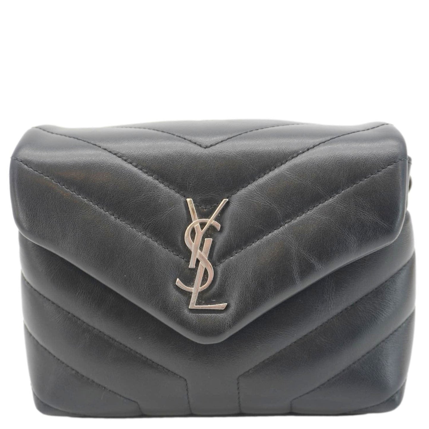 YSL Saint Laurent Loulou Calfskin Crossbody Bag Leather Black Toy
