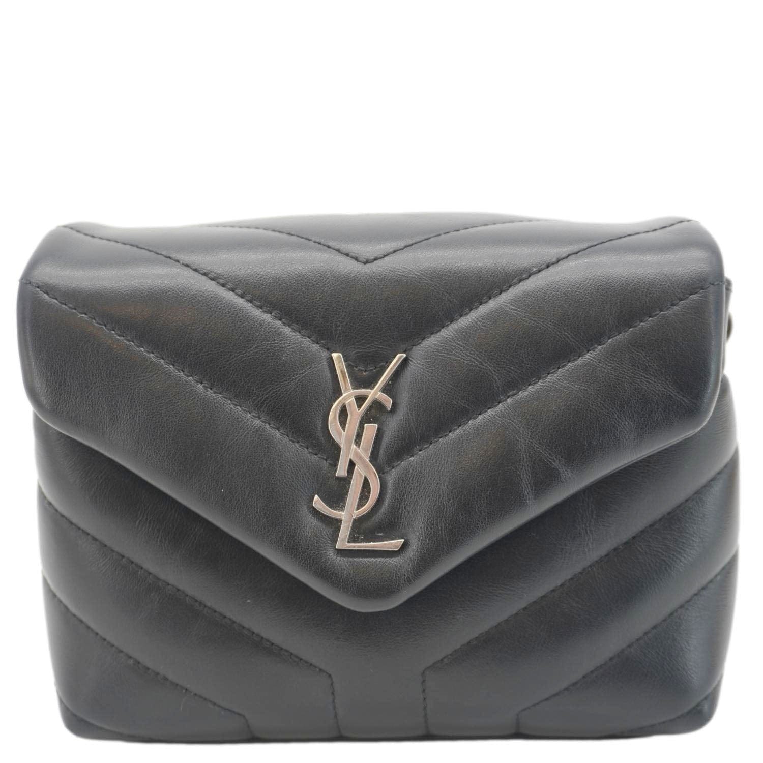 YSL Saint Laurent Loulou Calfskin Crossbody Bag Leather Black Toy