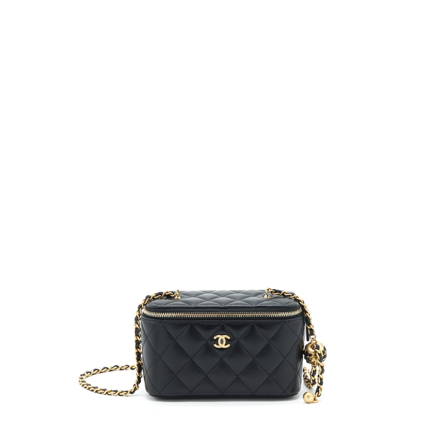 Chanel 22S Pearl Crush Long Vanity Lambskin Black Handbag Ghw 1