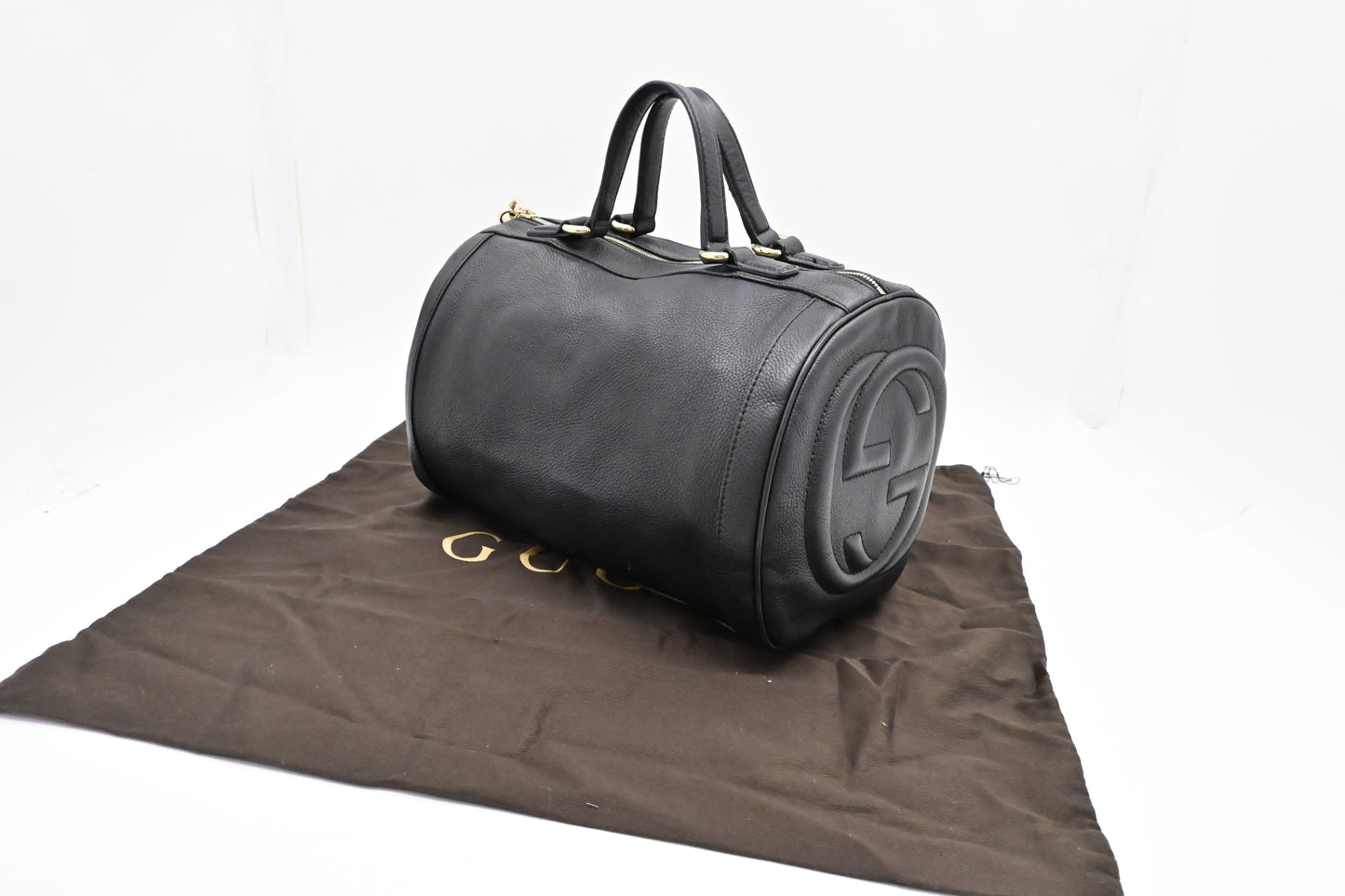 Gucci Soho Boston Leather Black Travel Bag