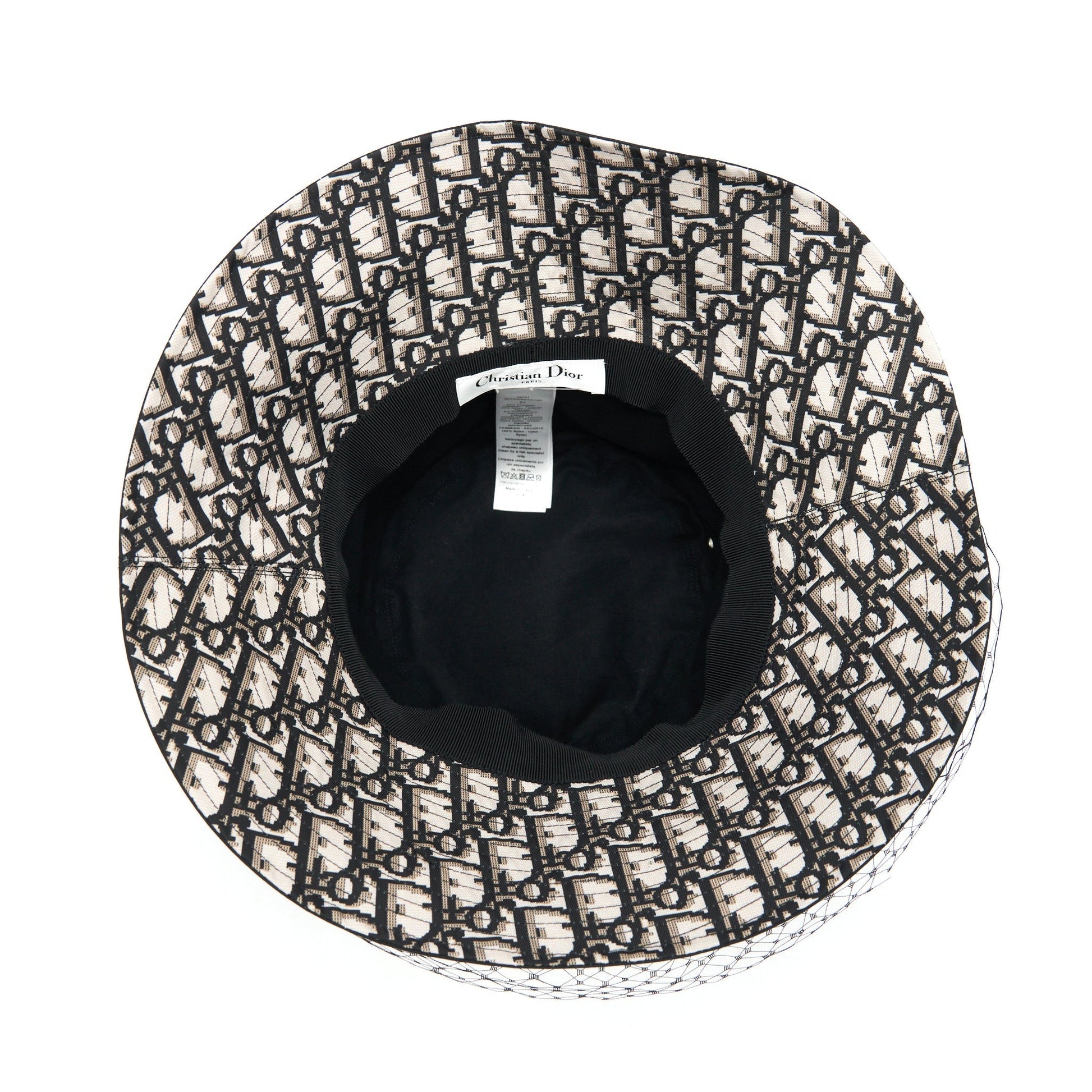 Dior Size Teddy D Brim Hat With Veil Bucket Bucket Bag