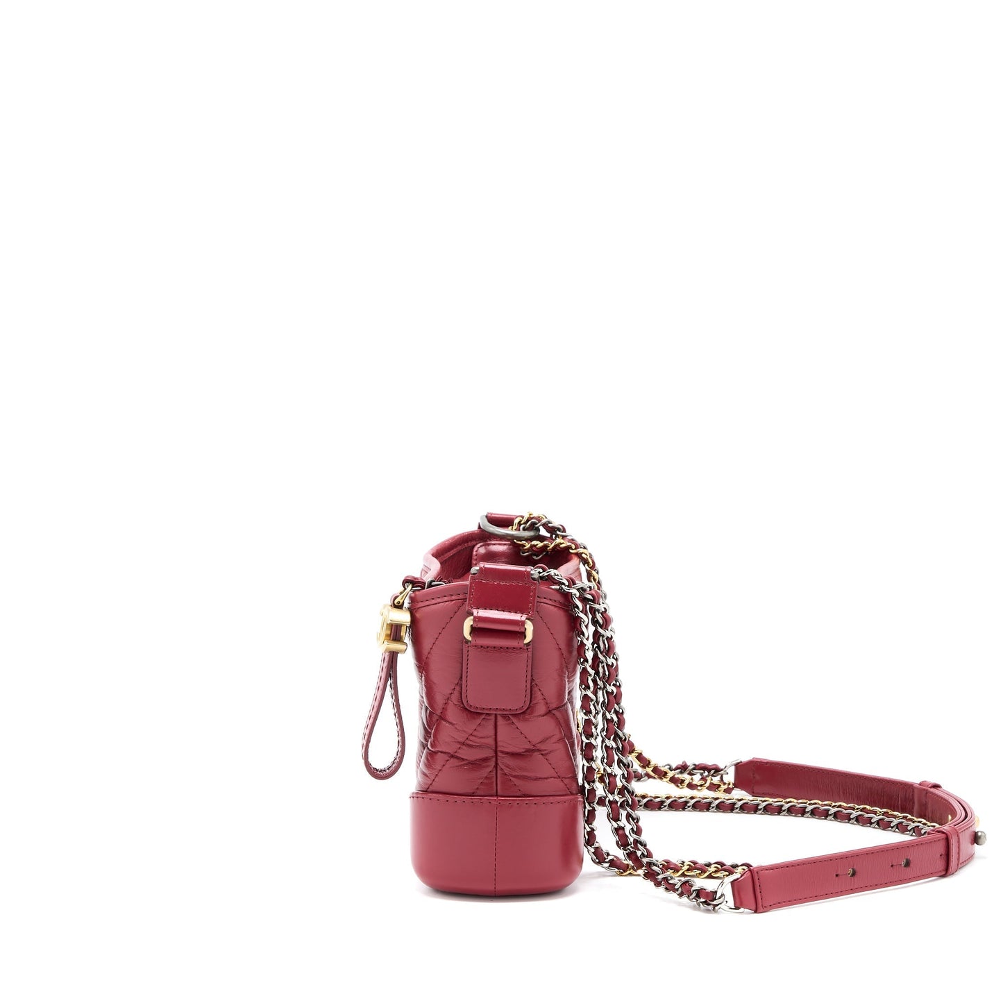 Chanel Gabrielle Hobo Chevron Calfskin Hardware Multicolour Red Small Shoulder Bag