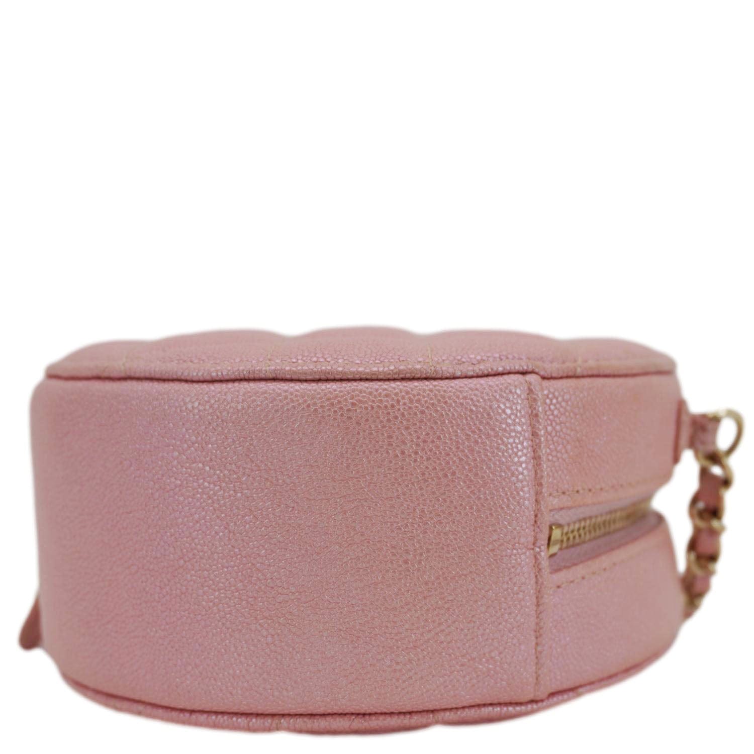 Chanel Round Quilted Iridescent Caviar Leather Pink Travel Bag