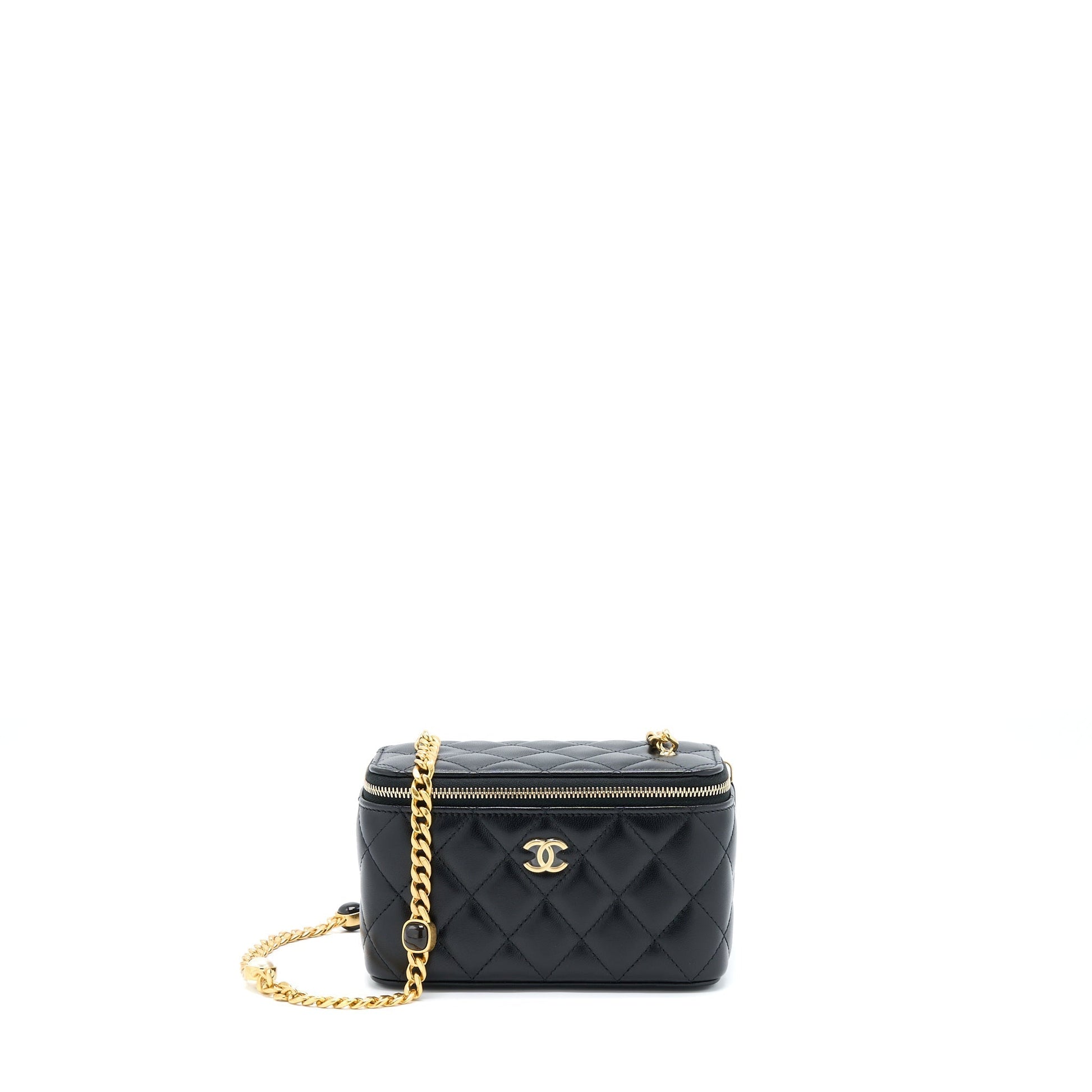 Chanel Long Vanity Detailed Lambskin GHW Black Handbag