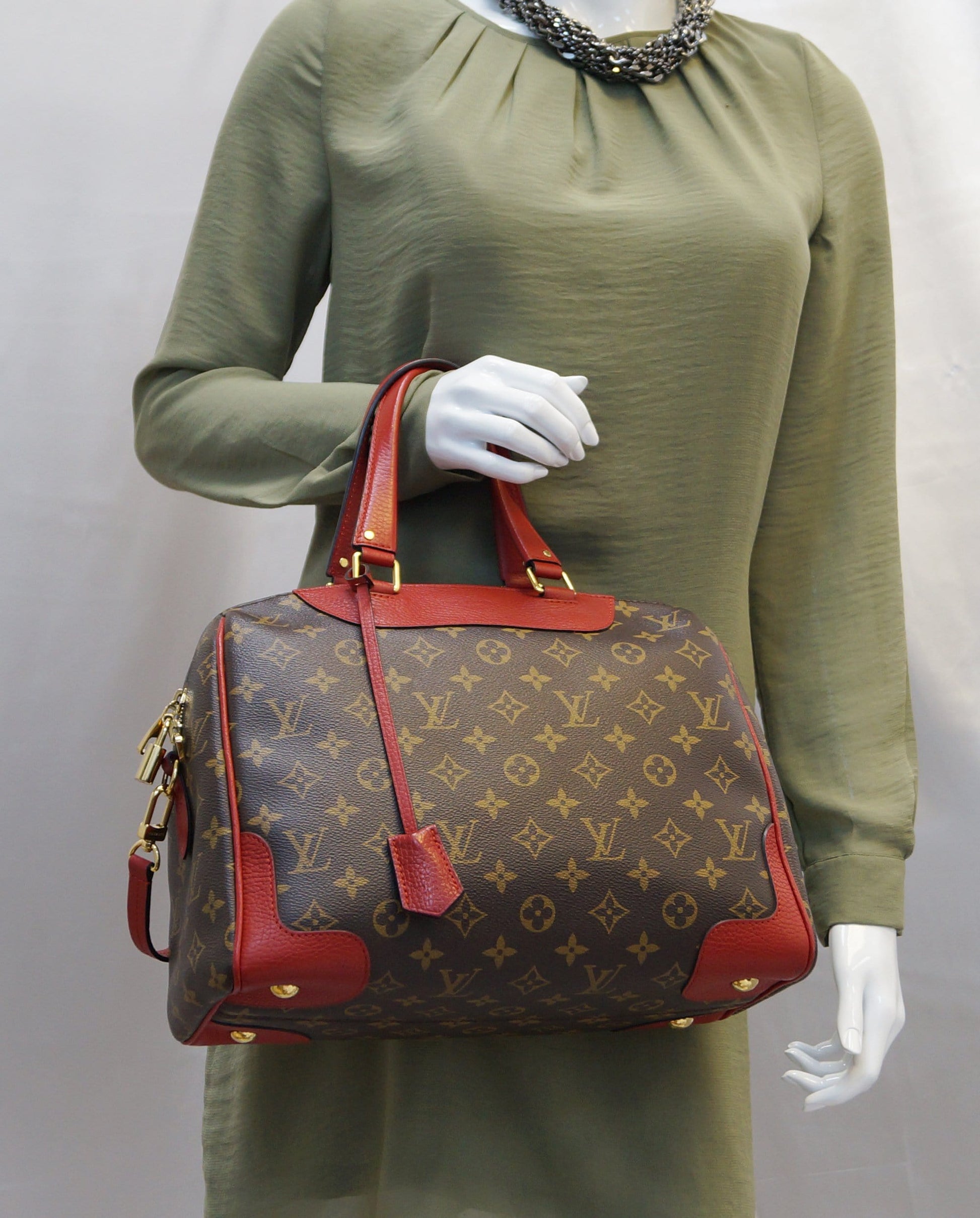 Louis Retiro Nm Coquelicot Shoulder Bag Monogram