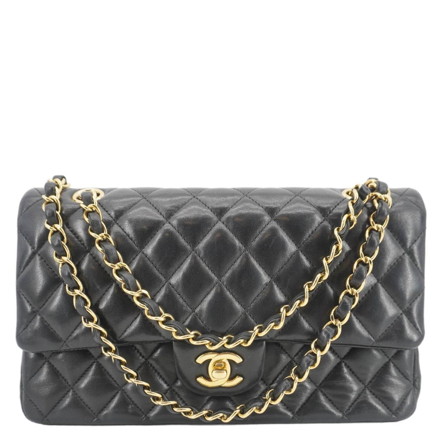 Chanel Classic Double Flap Quilted Leather Black Travel Bag Black 1