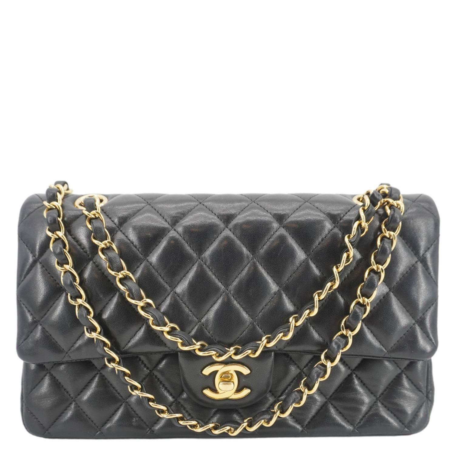Chanel Classic Double Flap Quilted Leather Black Travel Bag Black 1