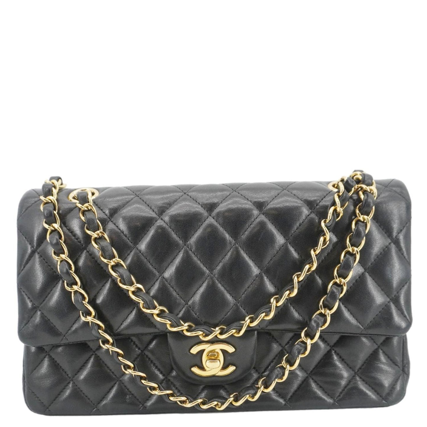 Chanel Classic Double Flap Quilted Leather Black Travel Bag Black 1