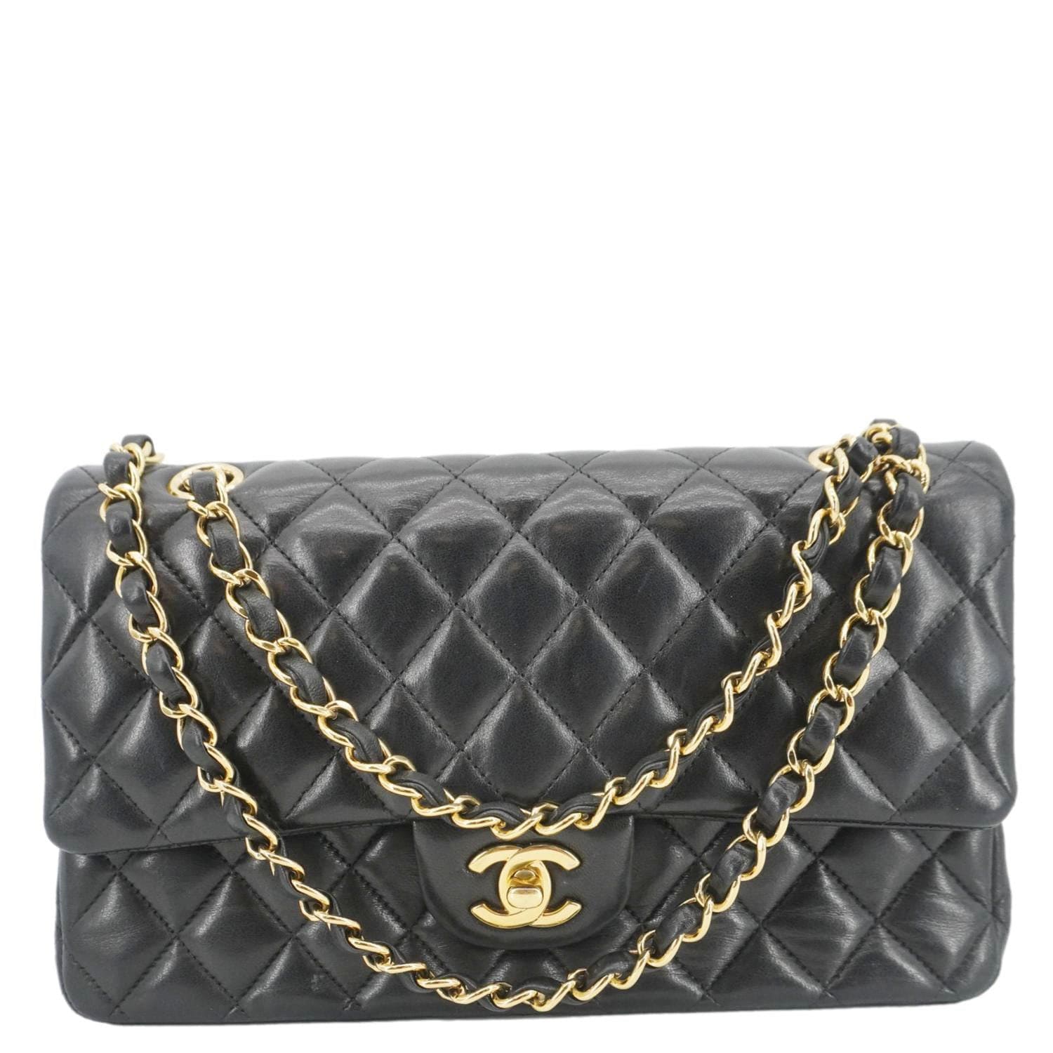 Chanel Classic Double Flap Quilted Leather Black Travel Bag Black 1