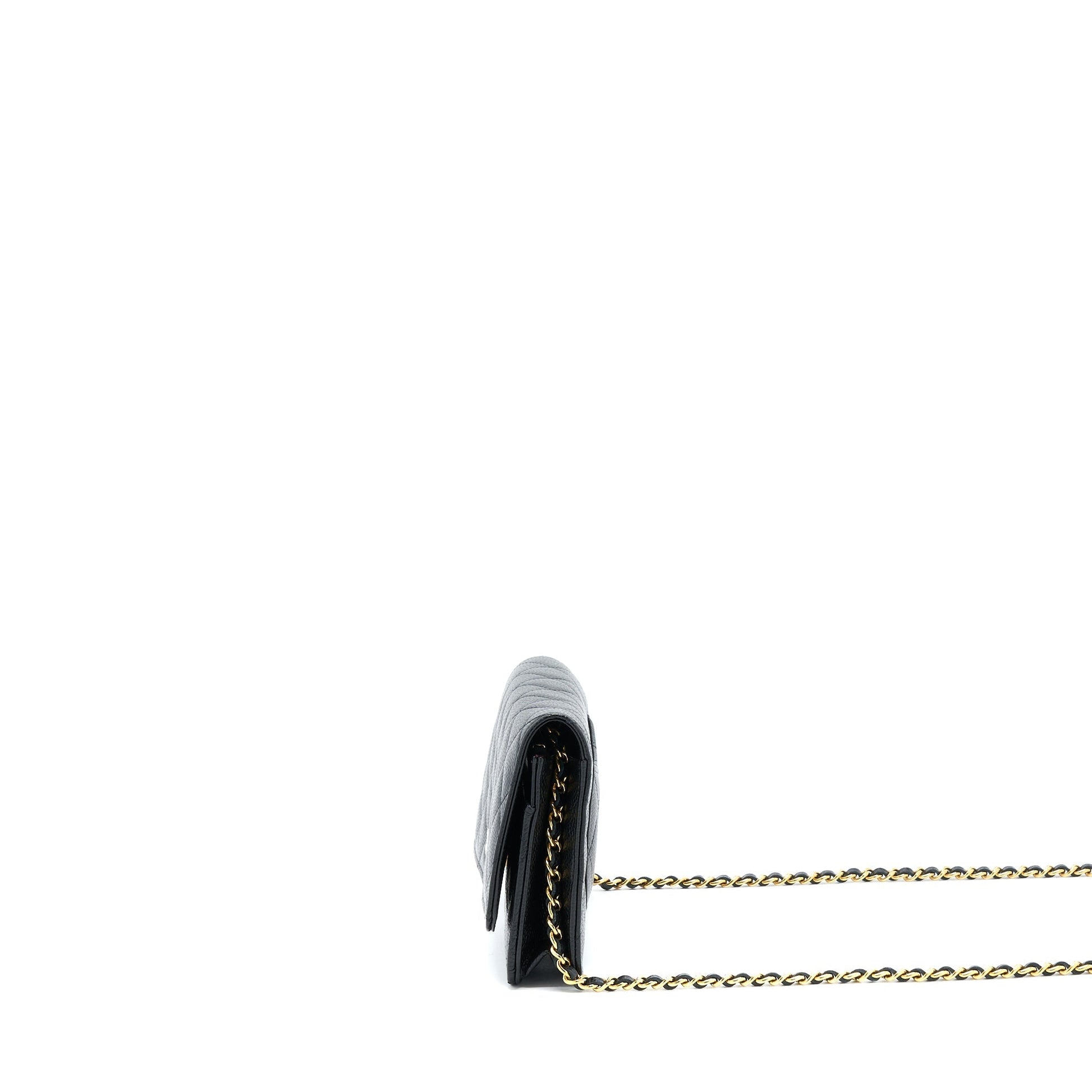 Chanel Classic On Caviar GHW Microchip Black Wallet Case Microchip 5