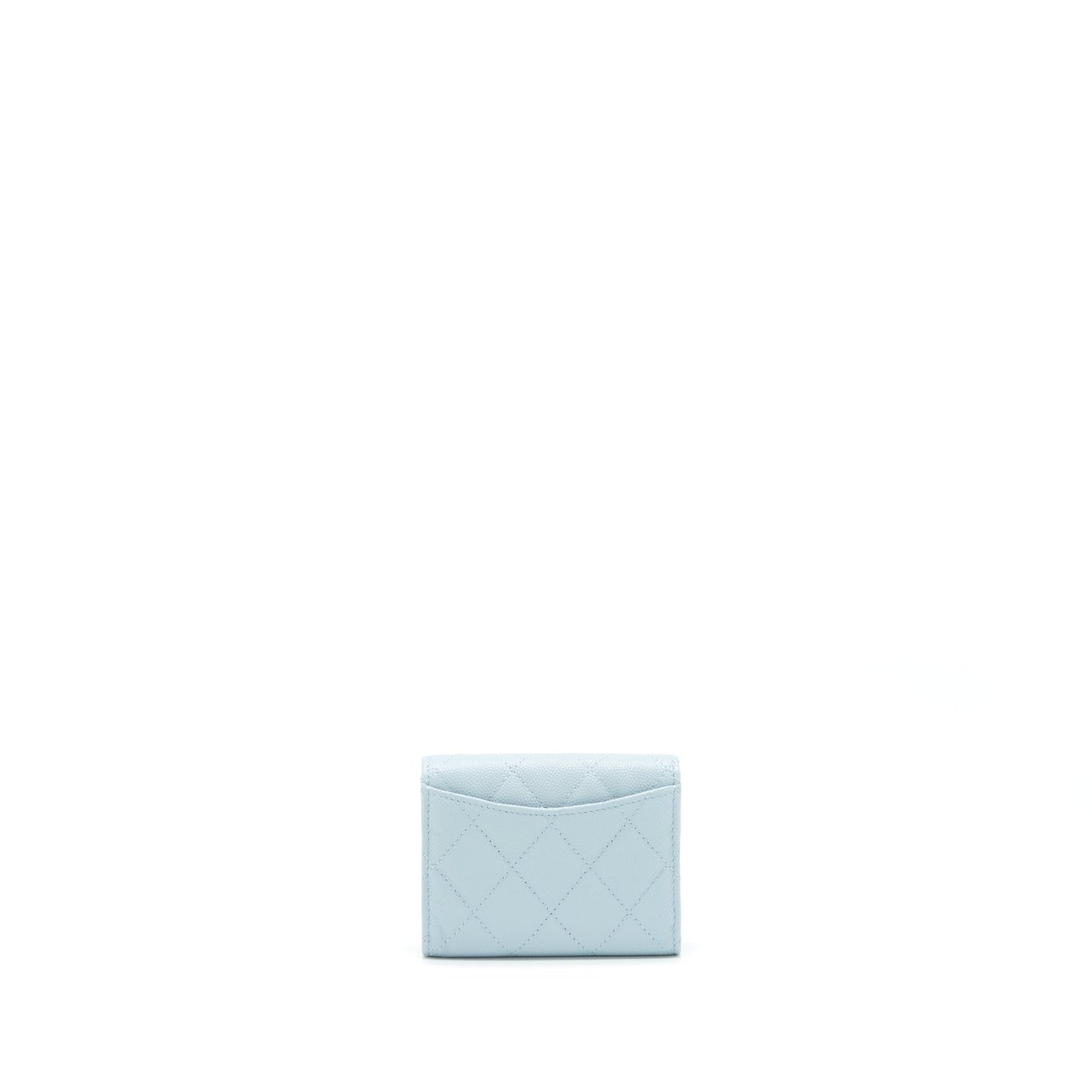 Chanel 22P Flap Double Card Holder Caviar Blue Wallet Case