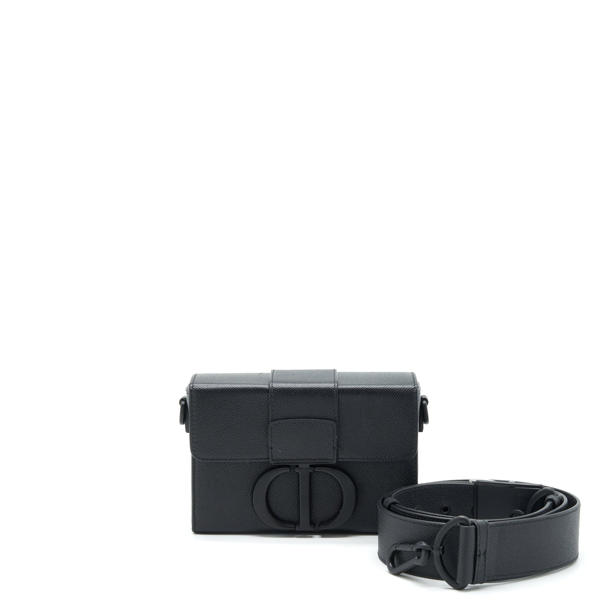 Dior Montaign Box Grained Calfskin With Hardware Handbag Black Mini Travel Bag