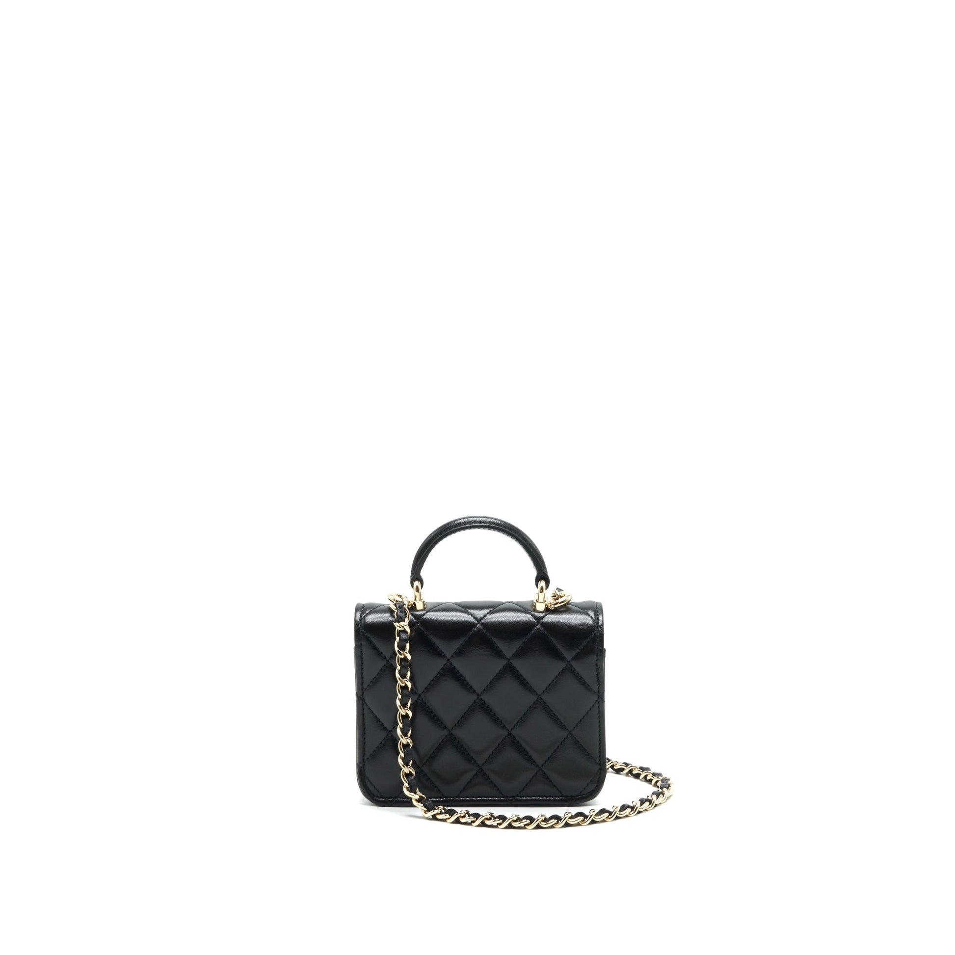 Chanel 21K Flap Coin Purse LGHW Black Wallet Case