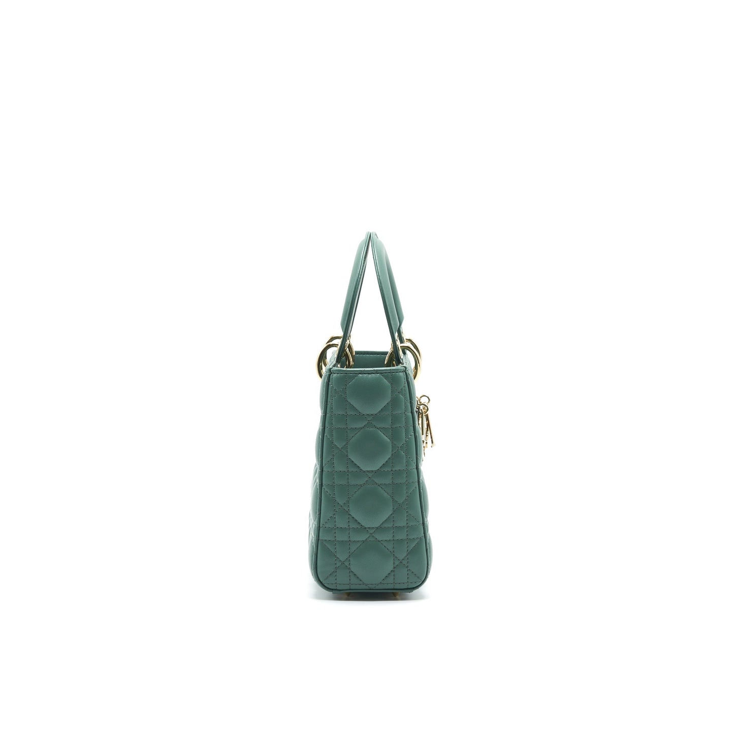 Dior Lambskin Cannage My Abc Lady Handbag Green Small Travel Bag