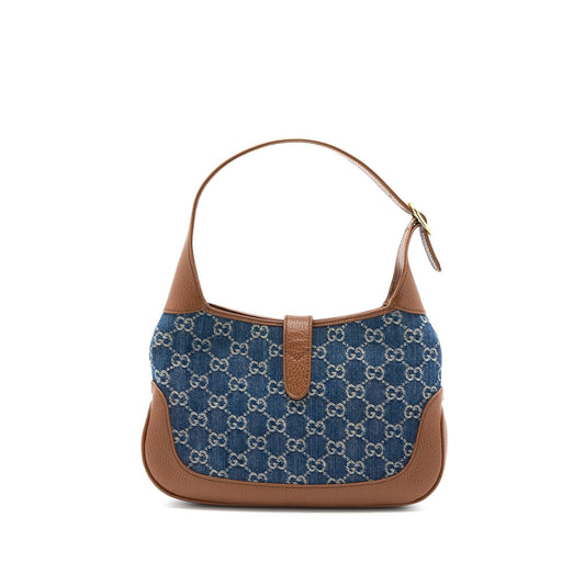 Gucci Jackie Small Shoulder Bag Blue Leather Denim