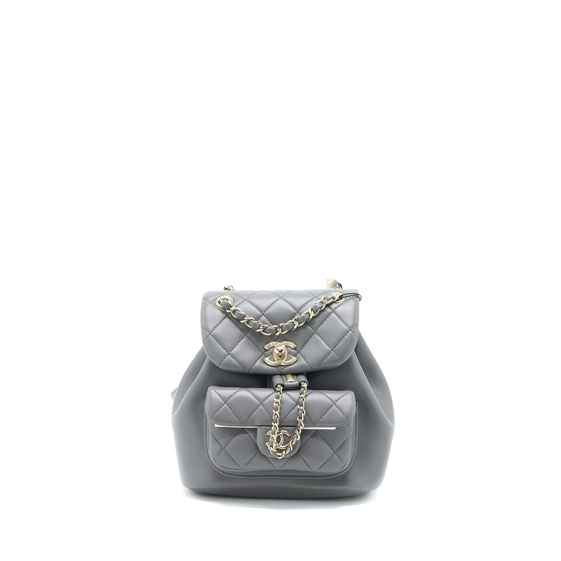 Chanel 22A Mimi Duma Backpack Lambskin Dark Grey