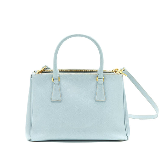 Prada Saffiano Tote Purse Light Handbag Leather Blue Tote Bag