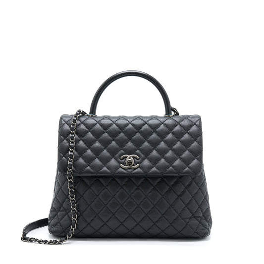Chanel Coco Handle Flap Caviar Ruthenium Hardware Black Shoulder Bag