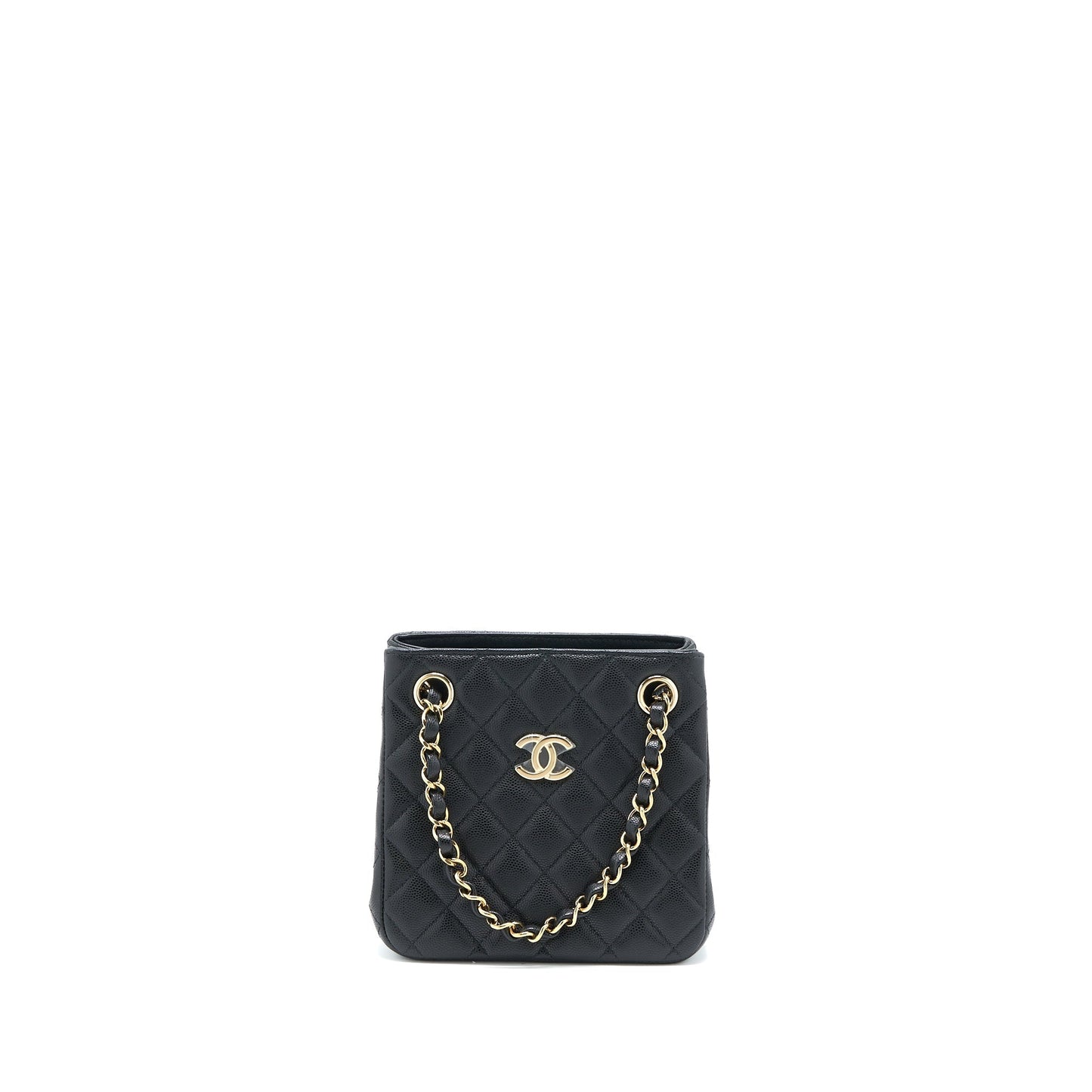 Chanel Bucket Caviar LGHW Microchip Black Tote Bag Microchip 1