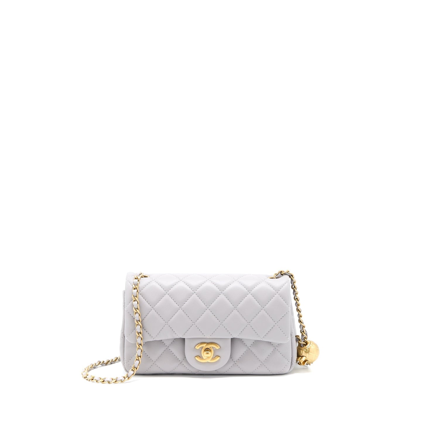 Chanel Pearl Crush Rectangular Lambskin Brushed GHW Grey Mini Bag Brushed Ghwmicrochip