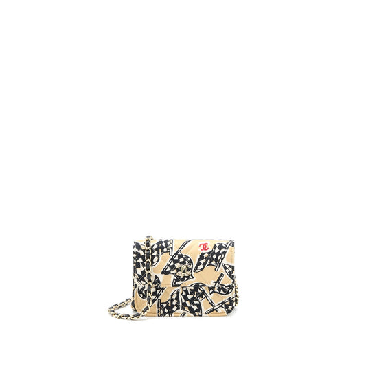 Chanel Chains Fabric LGHW Microchip Multicolour Clutch Bag